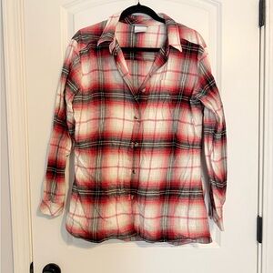 Columbia Red and Black Plaid Button Down Shirt